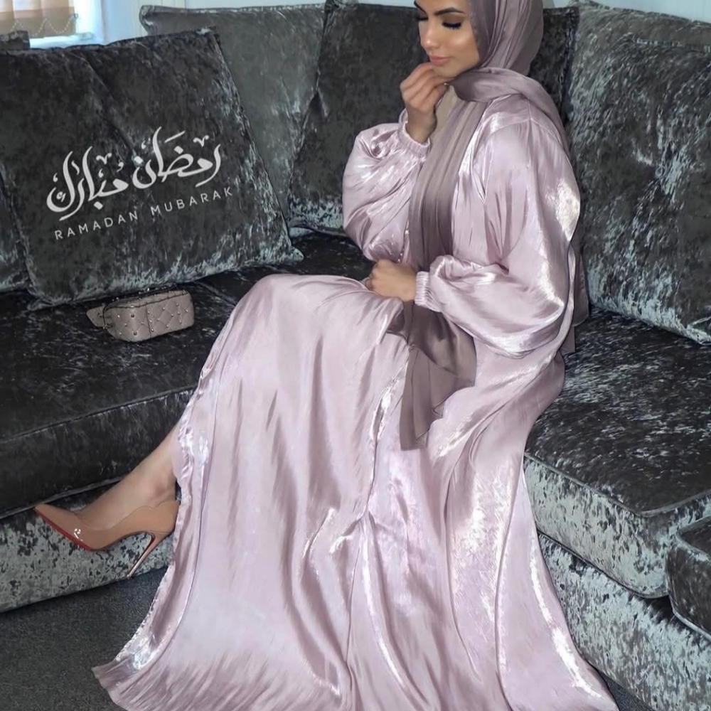 Elegant Shiny Pink Abaya By Classy Eva Dubai